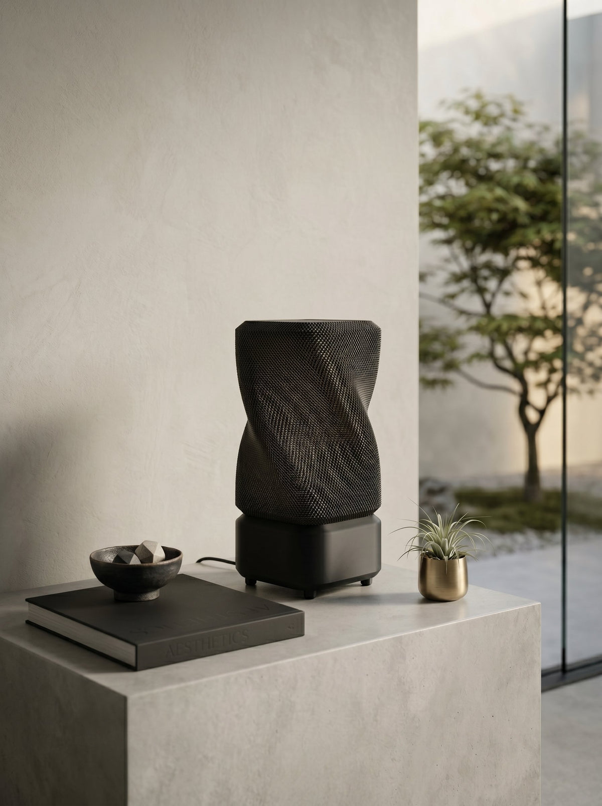 Lámpara de mesa Hara color Negro en un ambiente decorado, foto 1 — Arvalla Studio Ecuador