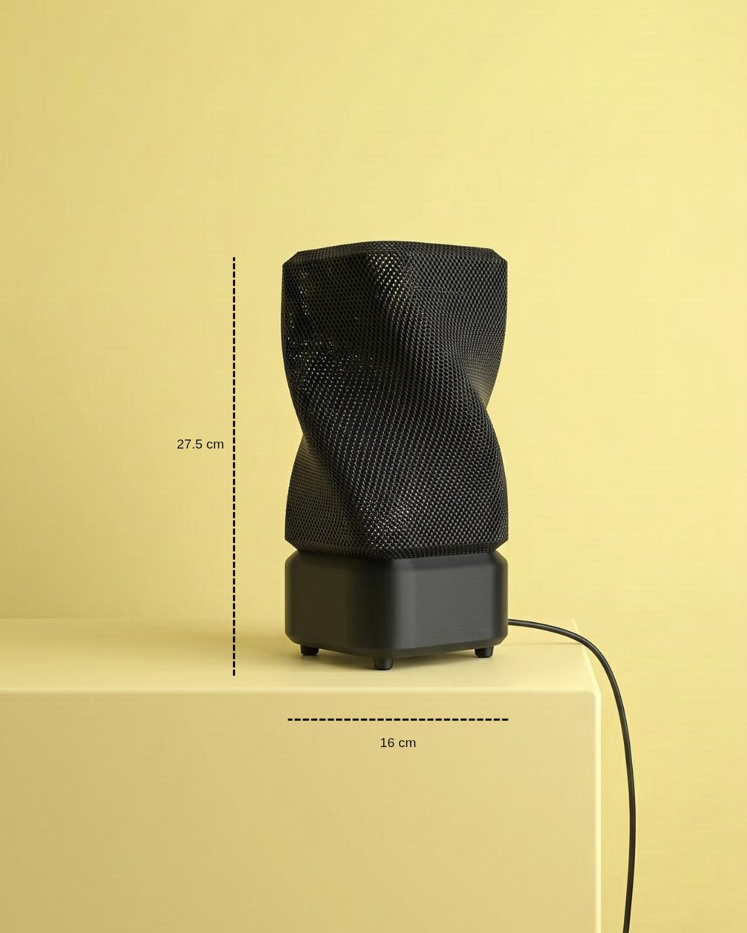 Lámpara de mesa Hara color Negro con medidas: 27.5 cm de alto y 16 cm de diámetro