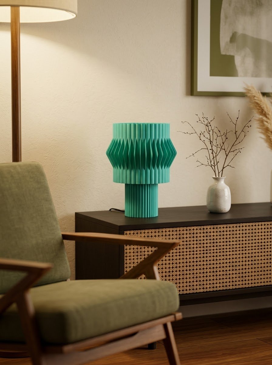 Lámpara de mesa Kyro color Cielo en un ambiente decorado, foto 2 — Arvalla Studio Ecuador