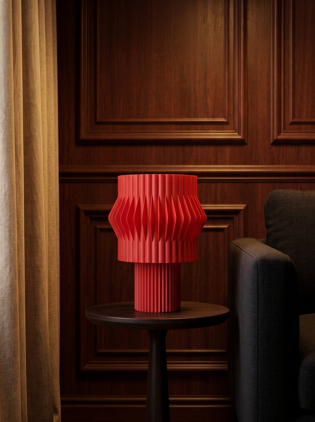 Lámpara de mesa Kyro color Rojo en un ambiente decorado, foto 4 — Arvalla Studio Ecuador