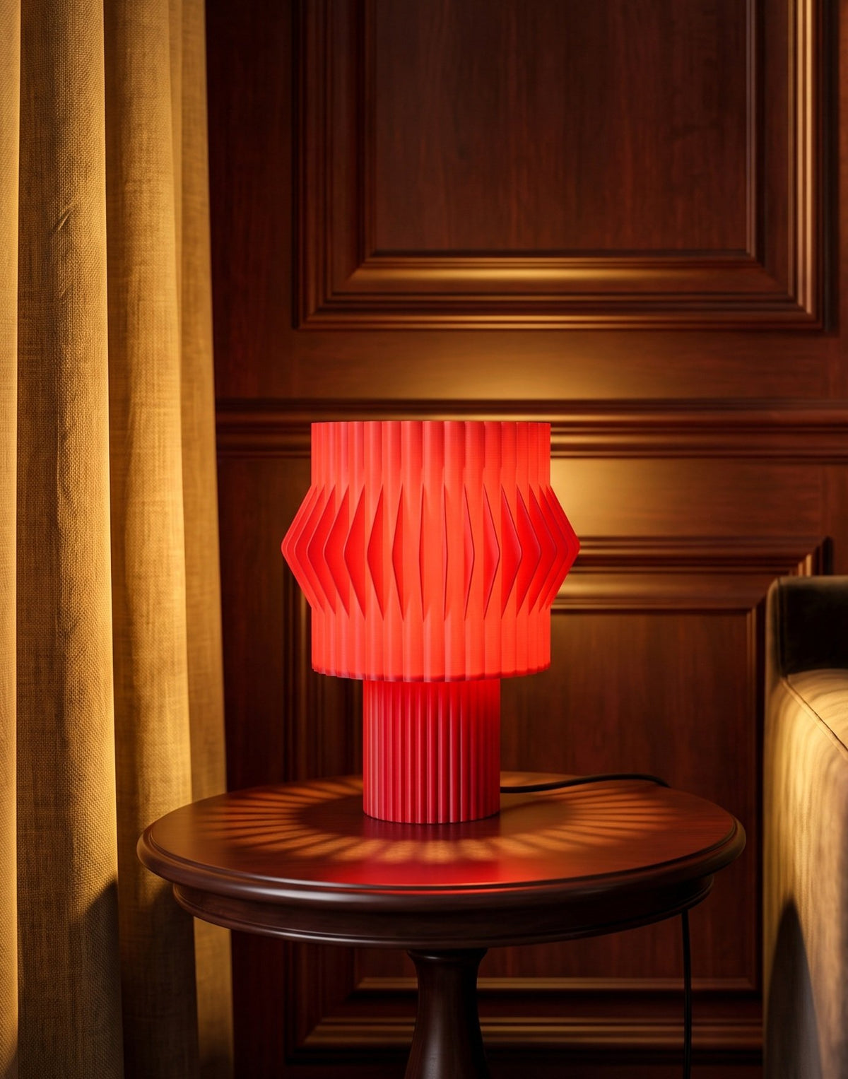 Lámpara de mesa Kyro color Rojo en un ambiente decorado, foto 6 — Arvalla Studio Ecuador