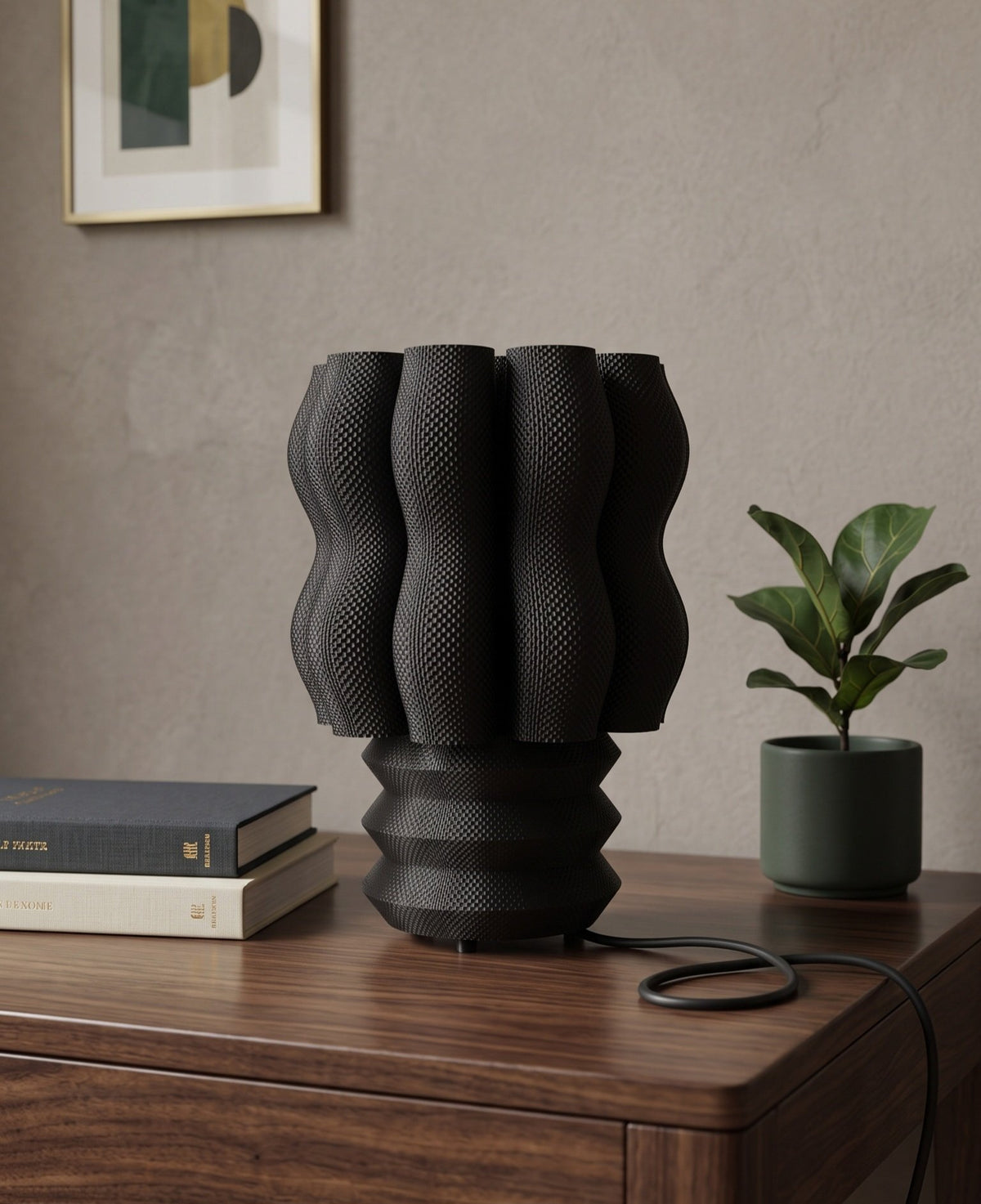 Lámpara de mesa Núa color Negro en un ambiente decorado, foto 3 — Arvalla Studio Ecuador